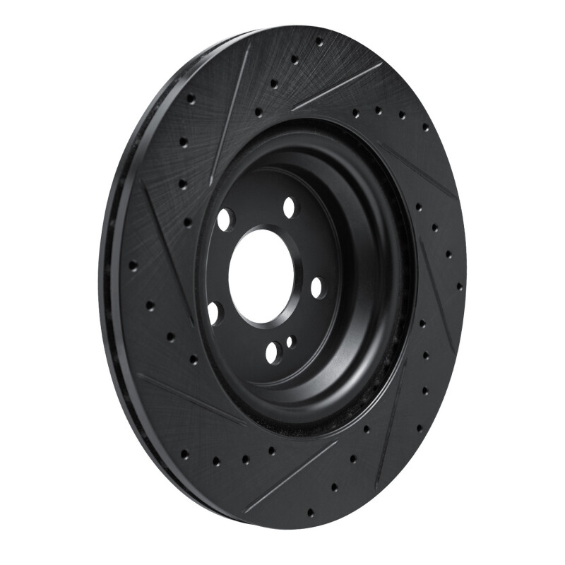 Mercedes-Benz GLE53 AMG Brake Rotor (1) - Rear Right - R1 Concepts - Drilled & Slotted - Black - `20-`26